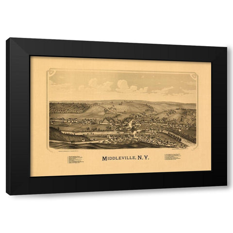Middleville New York - Burleigh 1890  Black Modern Wood Framed Art Print by Burleigh