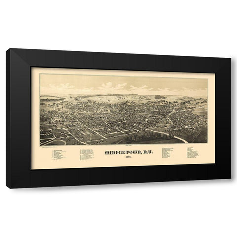 Middletown New York - Burleigh 1887  Black Modern Wood Framed Art Print by Burleigh