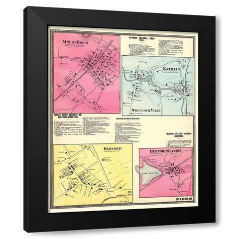 Mount Kisco New York Landowner - Beers 1868 Black Modern Wood Framed Art Print with Double Matting by Beers