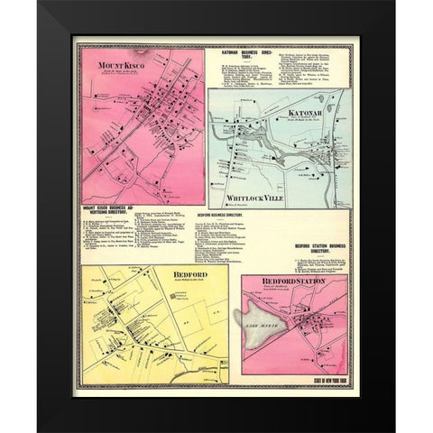 Mount Kisco New York Landowner - Beers 1868 Black Modern Wood Framed Art Print by Beers