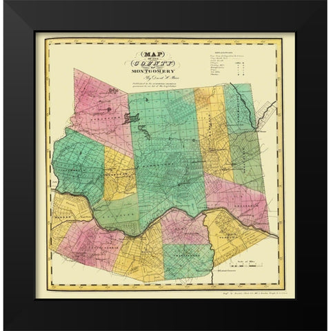 Montgomery New York Landowner - Burr 1829 Black Modern Wood Framed Art Print by Burr