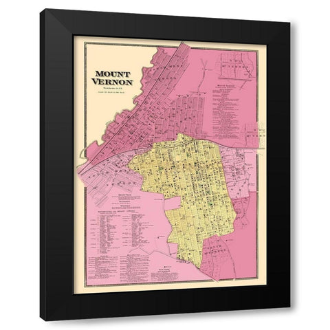 Mount Vernon New York Landowner - Beers 1868 Black Modern Wood Framed Art Print with Double Matting by Beers