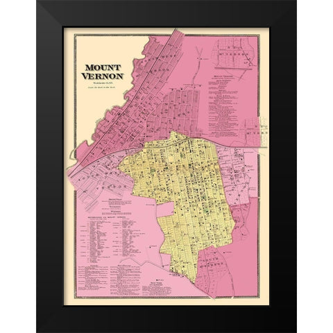 Mount Vernon New York Landowner - Beers 1868 Black Modern Wood Framed Art Print by Beers