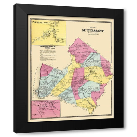 Mount Pleasant New York Landowner - 1868 Black Modern Wood Framed Art Print by Beers