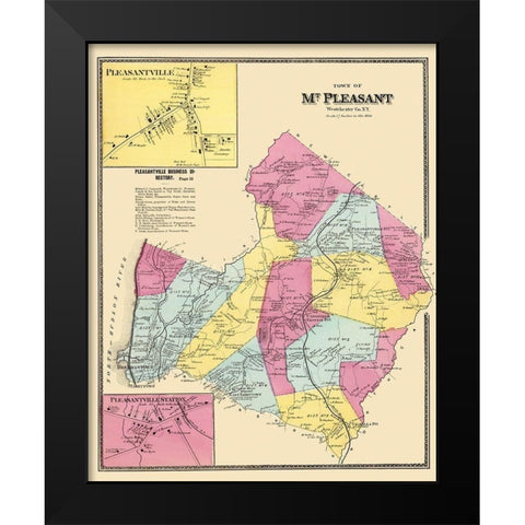 Mount Pleasant New York Landowner - 1868 Black Modern Wood Framed Art Print by Beers