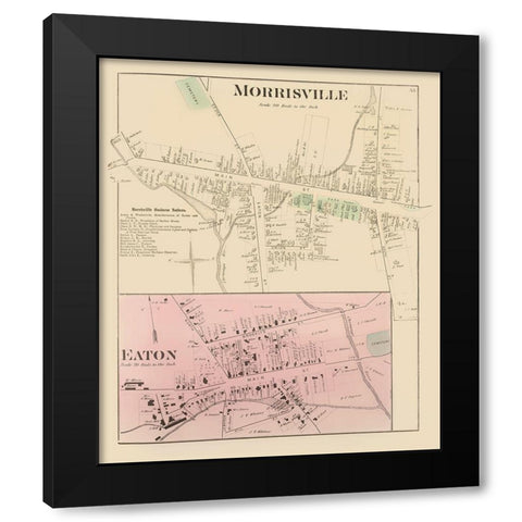 Morrisville New York Landowner - Whitman 1875 Black Modern Wood Framed Art Print with Double Matting by Whitman