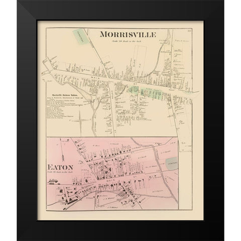 Morrisville New York Landowner - Whitman 1875 Black Modern Wood Framed Art Print by Whitman