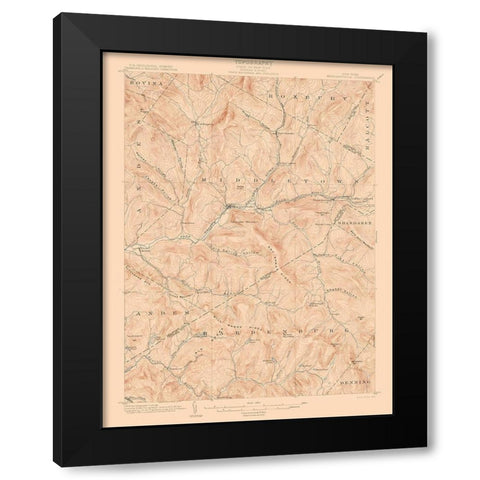Margaretville New York Quad - USGS 1904 Black Modern Wood Framed Art Print by USGS