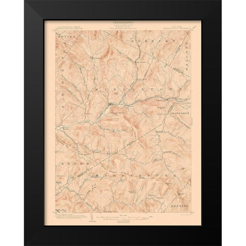 Margaretville New York Quad - USGS 1904 Black Modern Wood Framed Art Print by USGS