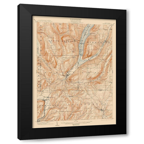 Naples New York Quad - USGS 1903 Black Modern Wood Framed Art Print by USGS