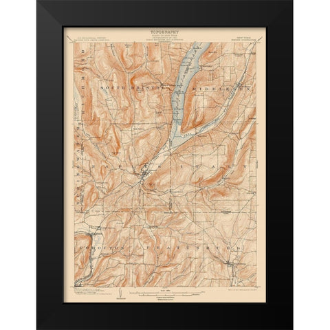 Naples New York Quad - USGS 1903 Black Modern Wood Framed Art Print by USGS