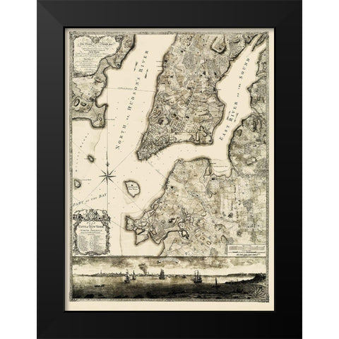 New York New York Landowner - Jefferys 1776 Black Modern Wood Framed Art Print by Jefferys