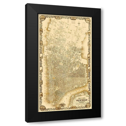 New York New York - Dripps 1852 Black Modern Wood Framed Art Print with Double Matting by Dripps