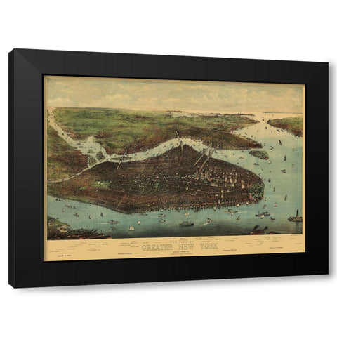 Greater New York New York - Koehler 1905 Black Modern Wood Framed Art Print with Double Matting by Koehler
