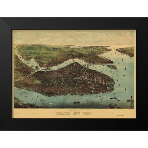 Greater New York New York - Koehler 1905 Black Modern Wood Framed Art Print by Koehler