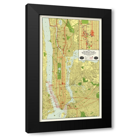 Grand Central Terminal - 1918 Black Modern Wood Framed Art Print with Double Matting by Unknown