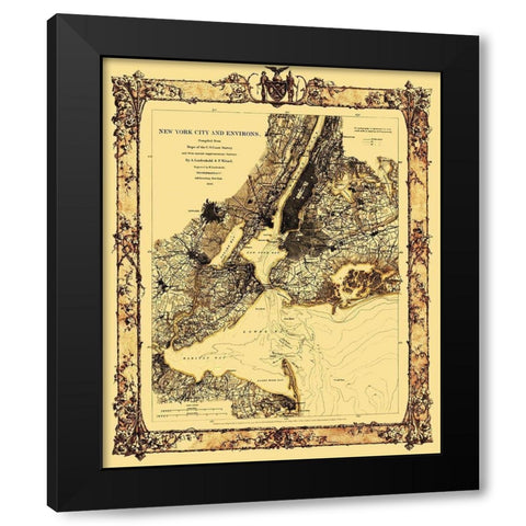 New York New York - Lindenkohl 1860 Black Modern Wood Framed Art Print by Lindenkohl