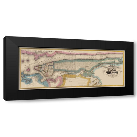 New York New York - Burr 1832 Black Modern Wood Framed Art Print by Burr