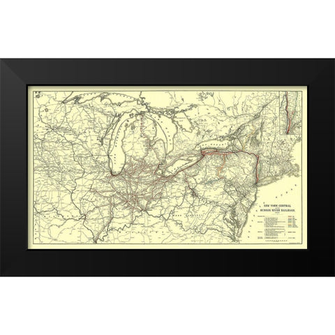 New York Central, Hudson River Railroad 1900 Black Modern Wood Framed Art Print by Matthews