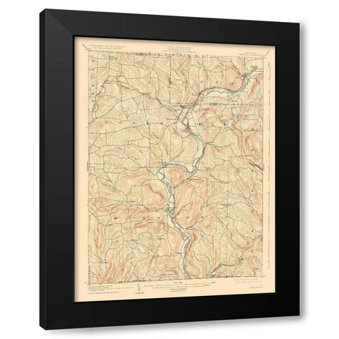 Neneveh New York Quad - USGS 1905 Black Modern Wood Framed Art Print with Double Matting by USGS