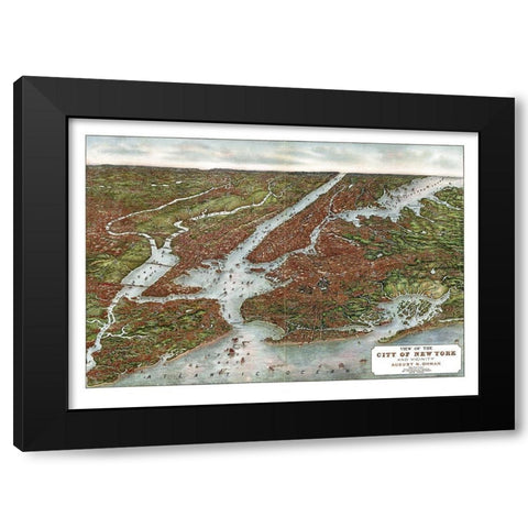 New York - Oham 1907  Black Modern Wood Framed Art Print with Double Matting by Oham