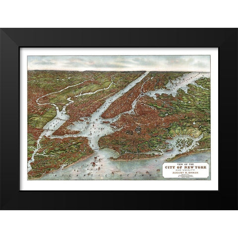 New York - Oham 1907  Black Modern Wood Framed Art Print by Oham