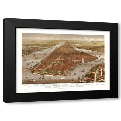 New York - Ives 1884  Black Modern Wood Framed Art Print by Ives