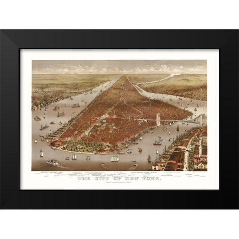 New York - Ives 1884  Black Modern Wood Framed Art Print by Ives
