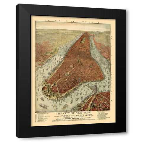 New York - Root 1879  Black Modern Wood Framed Art Print with Double Matting by Root