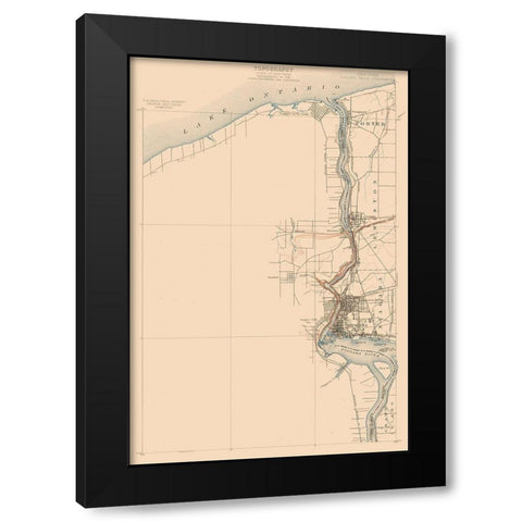 Niagara Falls New York Quad - USGS Black Modern Wood Framed Art Print by USGS