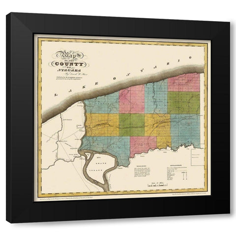 Niagara New York - Burr 1829 Black Modern Wood Framed Art Print with Double Matting by Burr