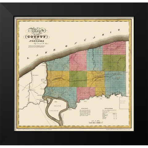 Niagara New York - Burr 1829 Black Modern Wood Framed Art Print by Burr