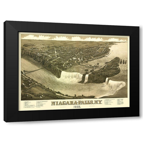 Niagara Falls New York - Stoner 1882 Black Modern Wood Framed Art Print with Double Matting by Stoner