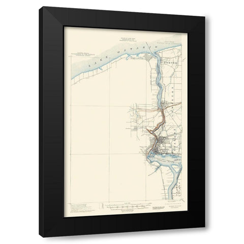 Niagara Falls New York Quad - USGS 1901 Black Modern Wood Framed Art Print with Double Matting by USGS