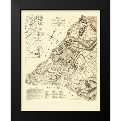 New York New York Planning - French Engineers 1775 Black Modern Wood Framed Art Print by French Engineers