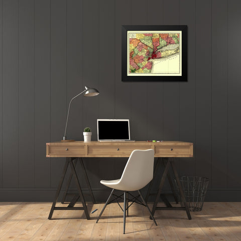 New York City Railroads - Rand McNally 1908 Black Modern Wood Framed Art Print by Rand McNally
