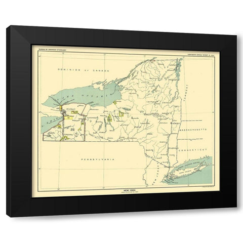 New York - Hoen 1896 Black Modern Wood Framed Art Print with Double Matting by Hoen