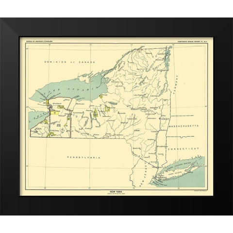 New York - Hoen 1896 Black Modern Wood Framed Art Print by Hoen