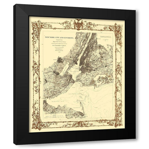 New York City New York - Lindenkohl 1860  Black Modern Wood Framed Art Print with Double Matting by Lindenkohl