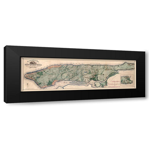 New York City New York - Viele 1865  Black Modern Wood Framed Art Print by Viele