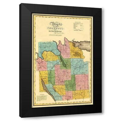 Onondaga New York Landowner - Burr 1829 Black Modern Wood Framed Art Print with Double Matting by Burr