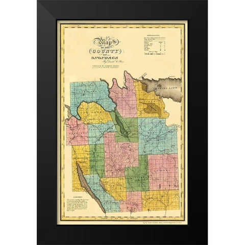 Onondaga New York Landowner - Burr 1829 Black Modern Wood Framed Art Print by Burr