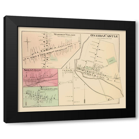 Oneida Castle New York Landowner - Whitman 1875 Black Modern Wood Framed Art Print by Whitman