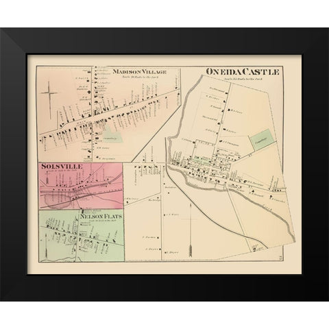 Oneida Castle New York Landowner - Whitman 1875 Black Modern Wood Framed Art Print by Whitman