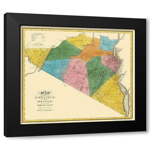 Orange  Rockland New York Landowner - Burr 1779 Black Modern Wood Framed Art Print by Burr