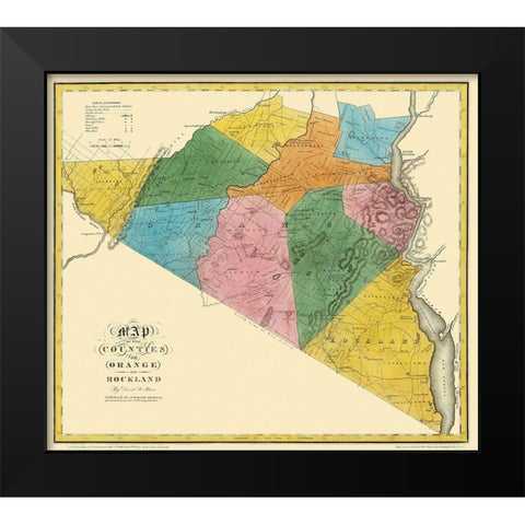 Orange  Rockland New York Landowner - Burr 1779 Black Modern Wood Framed Art Print by Burr