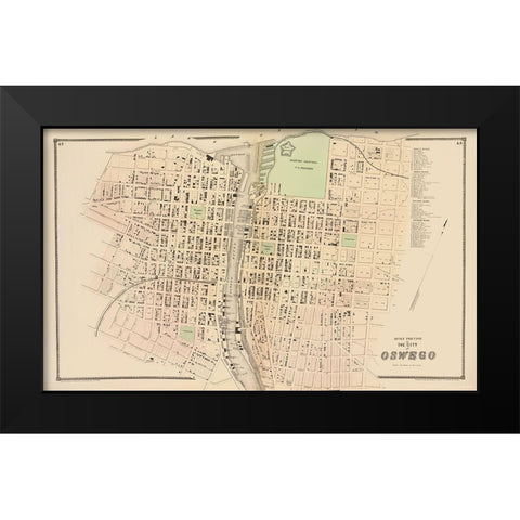 Oswego New York - Stone 1866 Black Modern Wood Framed Art Print by Stone