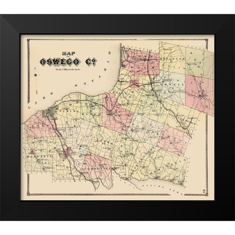 Oswego New York - Burr 1866 Black Modern Wood Framed Art Print by Burr