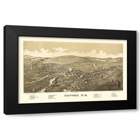 Oxford New York - Burleigh 1888  Black Modern Wood Framed Art Print with Double Matting by Burleigh
