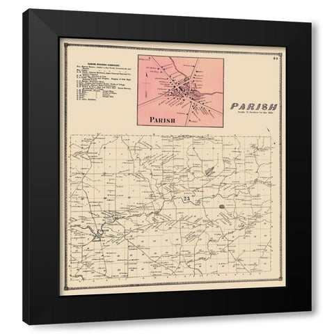 Parish New York Landowner - Stone 1866 Black Modern Wood Framed Art Print with Double Matting by Stone